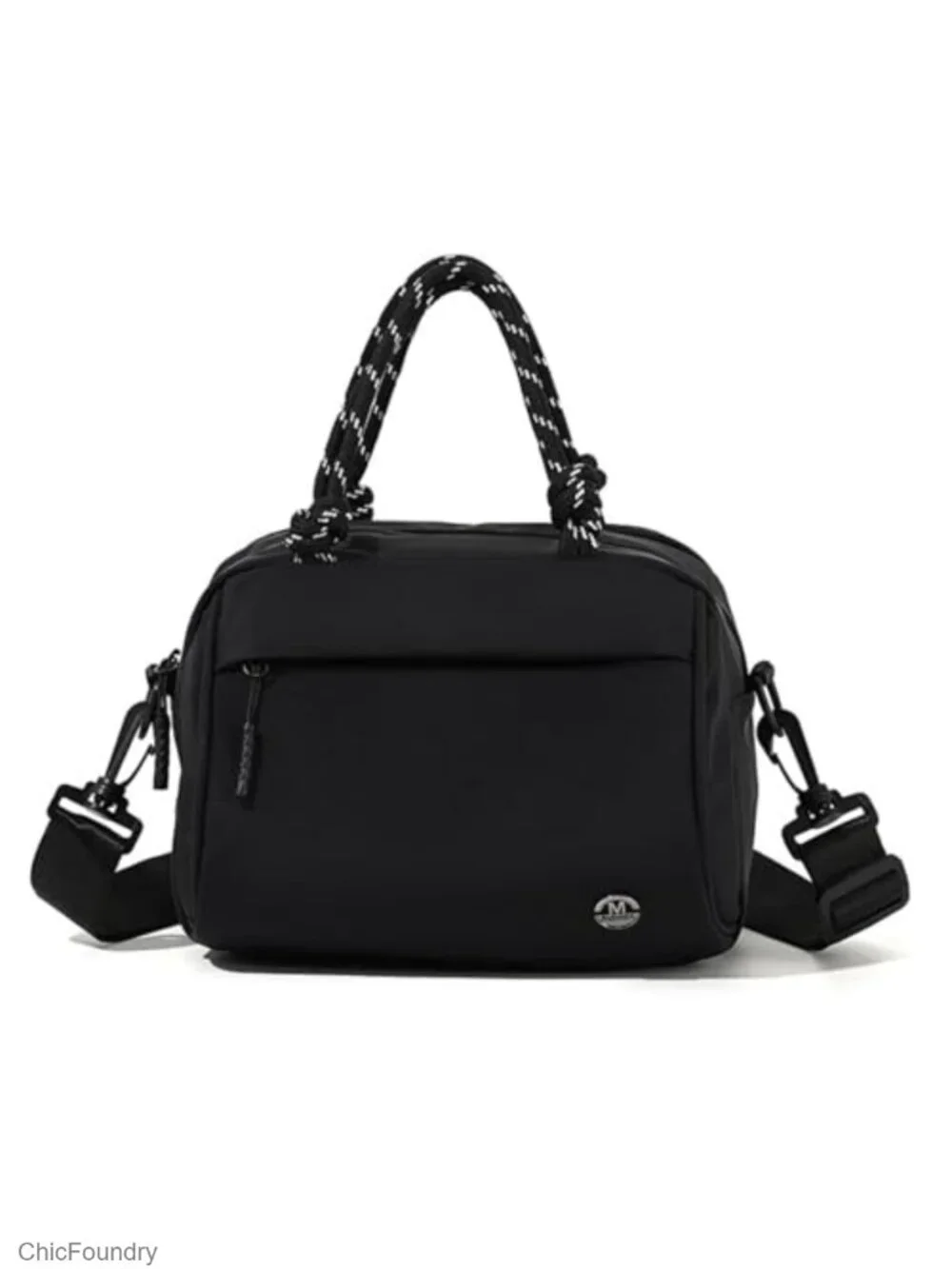 Nylon Crossbody Bag with Braided Handle, 4-Way Carry